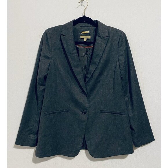 Talbots Blazer Womens 8 Gray Wool Two Button Faux Pockets Lined Work Career - Picture 1 of 6